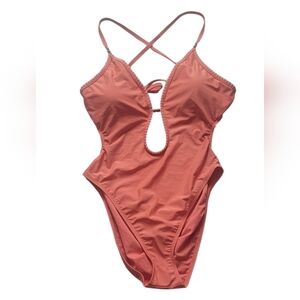 SHADE & SHORE WOMEN'S ORANGE ONE PIECE SWIMSUIT